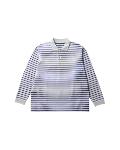 Flash Sale Heavy Cotton Border Long Sleeve Polo Shirt Tops