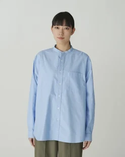 Outlet Organic Cotton OX Stand Collar Shirt Tops