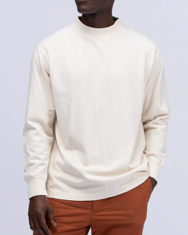 Fashion Recycled Cotton Mockneck Long Sleeve T-Shirt Tops