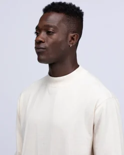 Fashion Recycled Cotton Mockneck Long Sleeve T-Shirt Tops